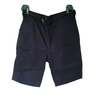 Men's Chino Shorts Navy Blue Khaki Flat Front Size 36 Belted WICKED STITCH